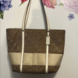 Coach Brown and Tan Elegant Tote
